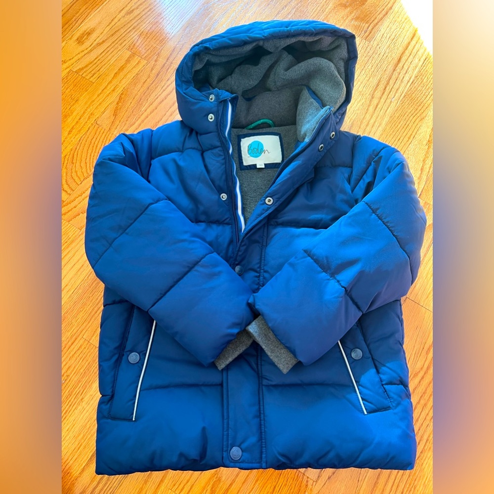 Boden blue winter jacket NEW without tags 8-9Y